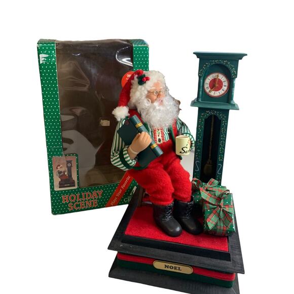 Holiday Creations Vintage 1993 Noel 12” Santa Musical Grandfather Clock Figurine - Picture 1 of 9
